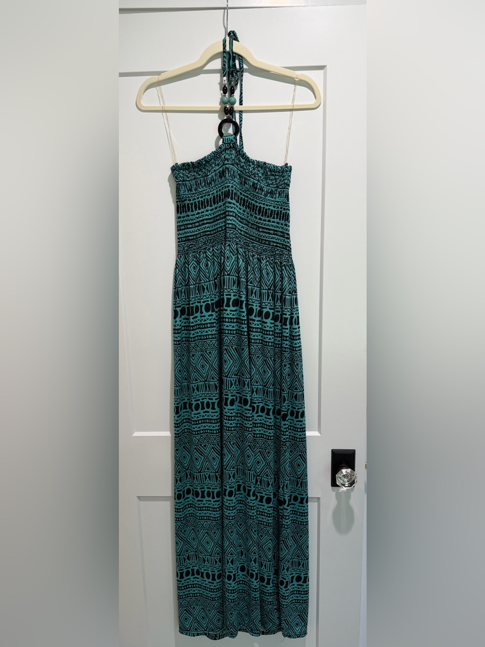 Magic Teal and Black Geometric Maxi Dress Size 1X